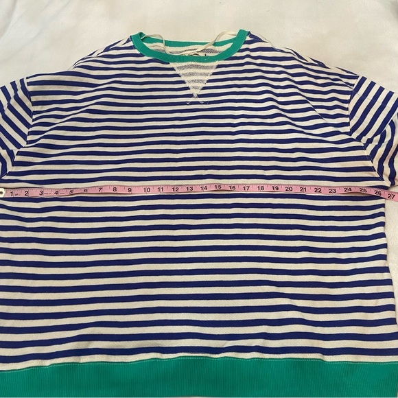 New! Free People Classic stripe pullover Blue White Sweatshirt M 2354 - Picture 5 of 10